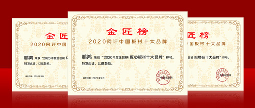 蟬聯金榜丨鵬鴻斬獲中國板材十大品牌三項殊榮
